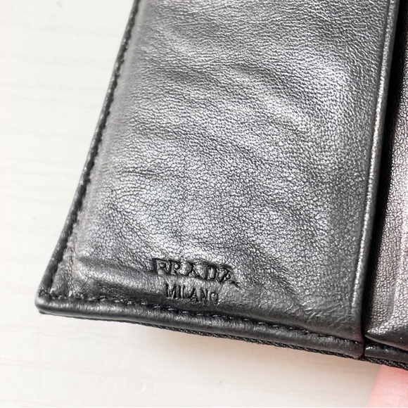 Prada black Tessuto nylon nappa leather trifold wallet vintage - Picture 7 of 10